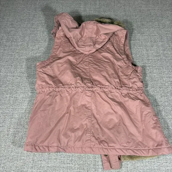 Love Tree Pink Vest Sherpa Lined Drawstring Waist & Detachable Hood Size Large - Picture 6 of 7